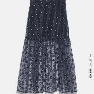 NWT ZARA FLORAL PRINTED ORGANZA SKIRT